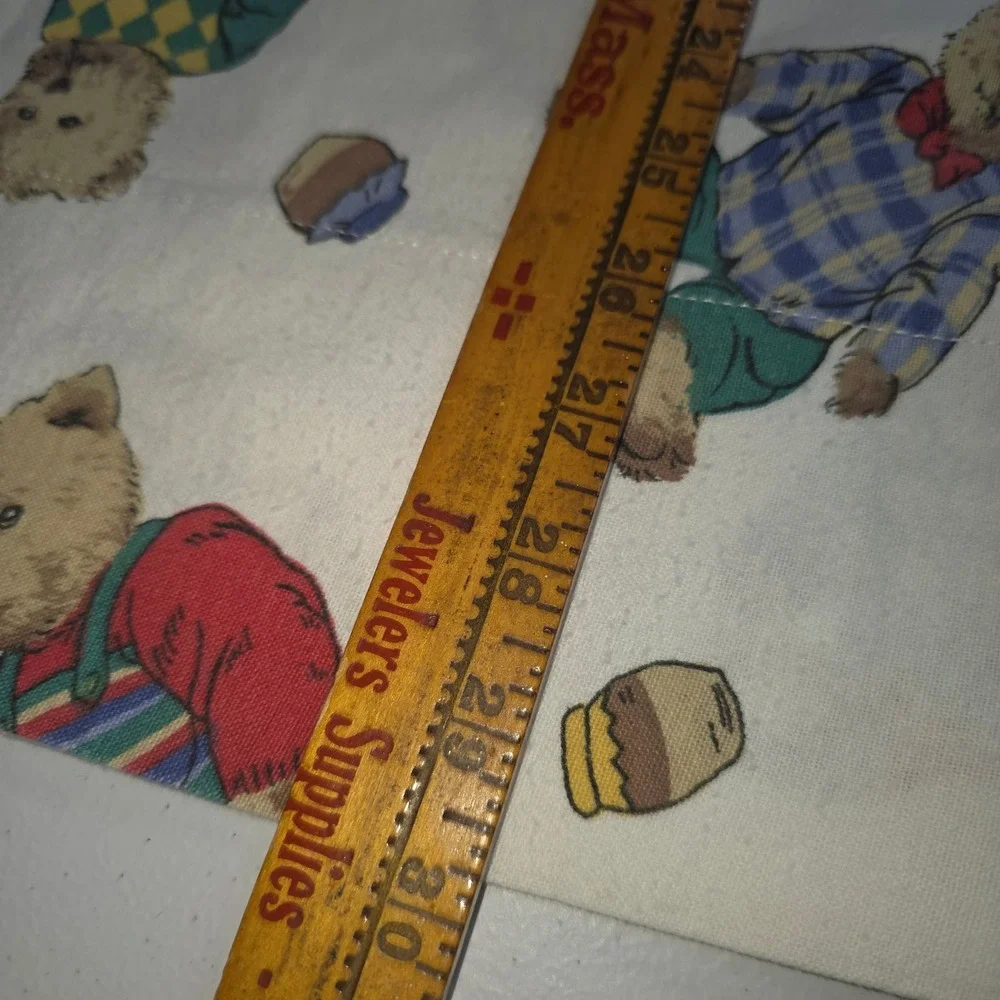 Vintage Teddy Bear Pillowcase Set of 2 Cream Honey Pot Plaid Argyle Print 20x30